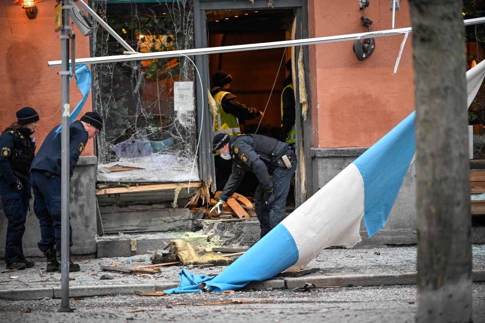 Cops investigate after a powerful explosion in central Stockholm on January 17 last year