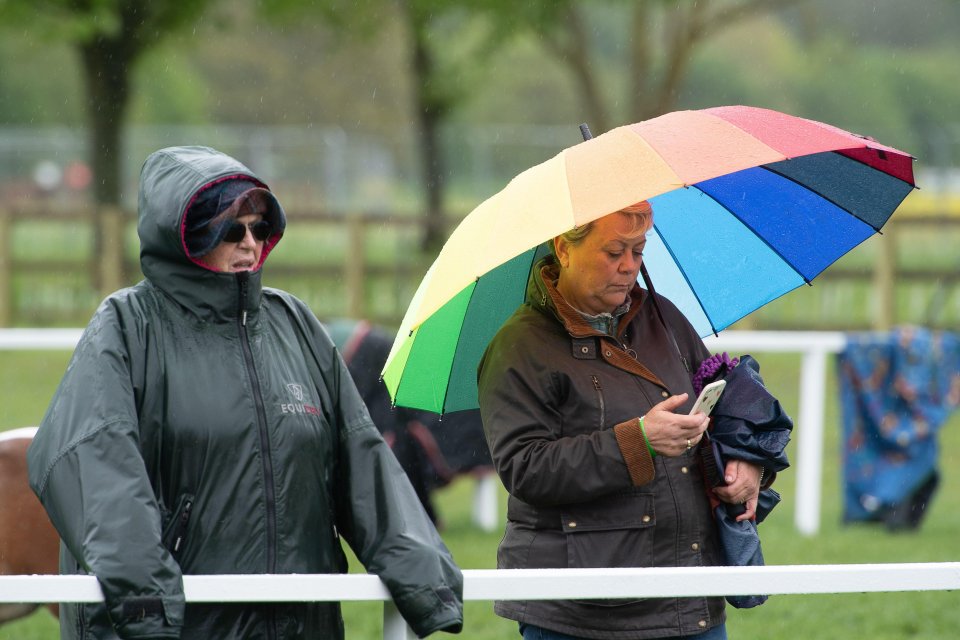 heavy rain at Royal Windsor Horse Show in Windsor yesterday