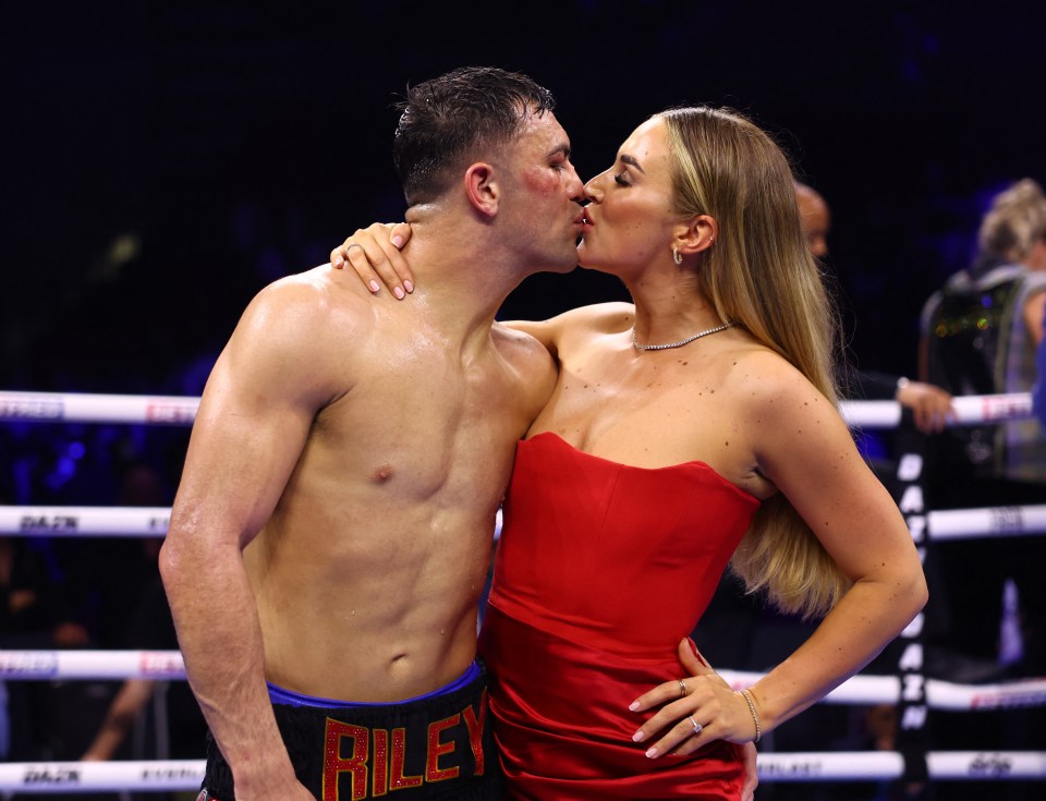 Jack Catterall celebrated beating Josh Taylor by kissing his fiancee Lauren Adele Finch