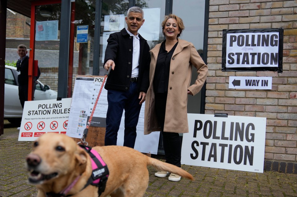 Sadiq and his wife Saadiya Ahmed at the polling station yesterday