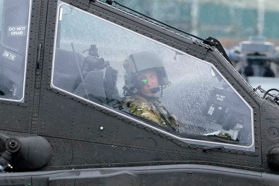 Wills in the Apache chopper at the Army Aviation Centre yesterday