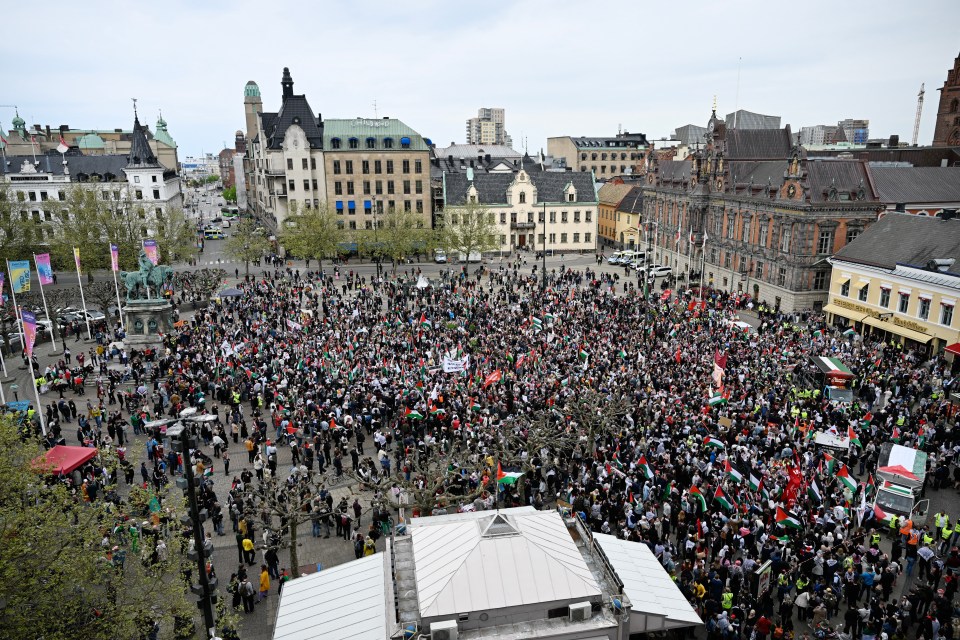 It's estimated around 5,000 pro-Palestine protesters gathered in Malmo on Thursday