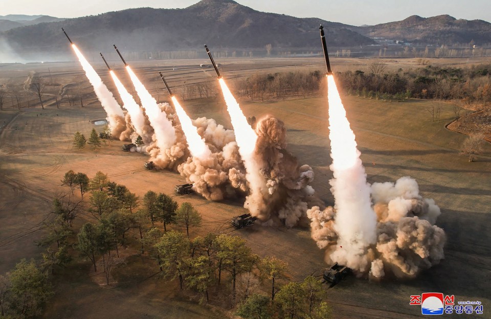 Footage shows an ultra-large rocket salvo firing drill in North Korea