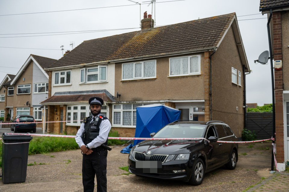 Police outside of the home in Hornchurch where the dog attack took place