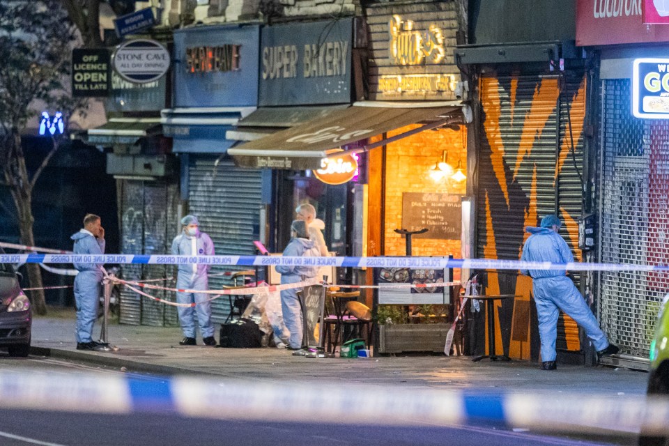 The girl and three men were found with gunshot wounds at Hackney's Evin restaurant