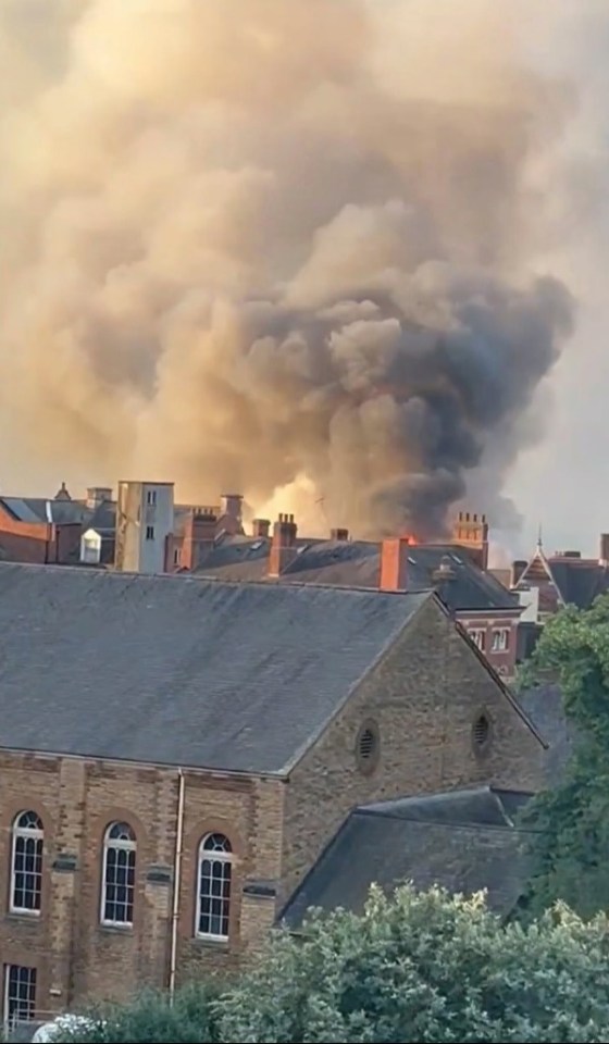 A massive blaze broke out in Northampton this morning