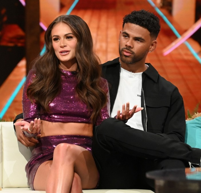 Mandatory Credit: Photo by Jonathan Hordle/Shutterstock (13793647cc) Olivia Hawkins and Maxwell Samuda 'Love Island: Aftersun' TV Show, Series 9, Episode 7, London, UK - 05 Mar 2023