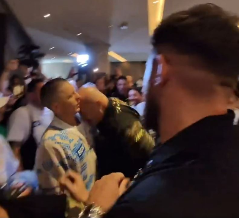 Fury headbutted a member of Oleksandr Usyk's entourage on Monday