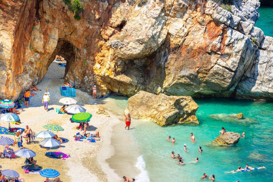 Mylopotamos Beach is a white pebble beach that's home to crystal-clear waters