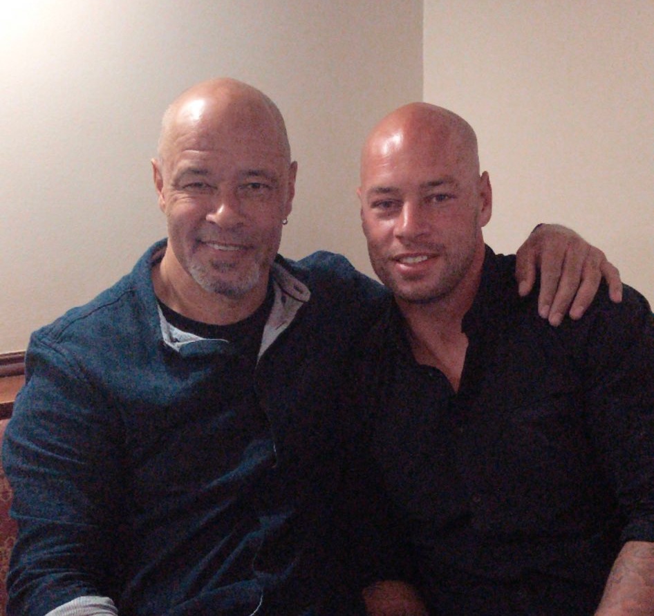 Paul McGrath and his son Chris bear a striking resemblance