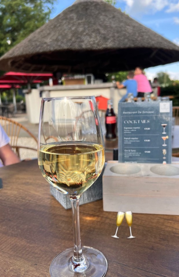 Whilst the Radford children enjoyed bike rides, Sue tucked into a glass of wine in the sun