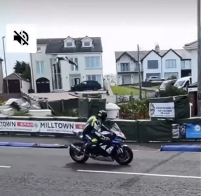 The road racer somersaulted several times in mid-air