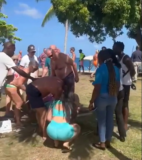 Crowds quickly gathered around Peter moments after the attack to help him as some even fought off the terrifying beast in the water