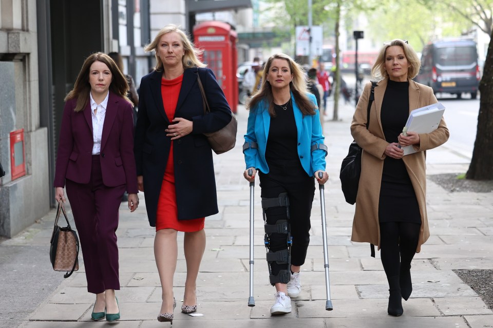 Newsreaders Annita McVeigh, Martine Croxall, Karin Giannone and Kasia Madera arriving at the tribunal