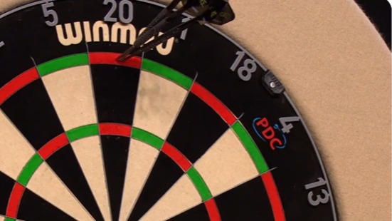 He put three darts into the double 20 spot