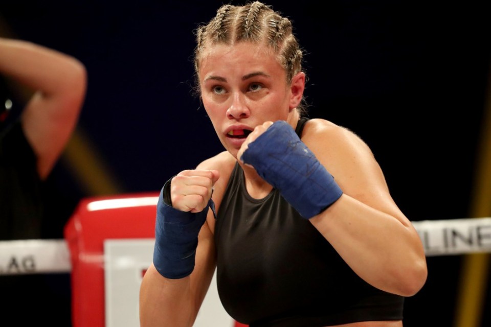 TAMPA, FL - FEBRUARY 06: Paige Van Zant is seen as she fights Britain Hart during the BKFC KnuckleMania event at RP Funding Center on February 6, 2021 in Tampa, Florida. (Photo by Alex Menendez/Getty Images)