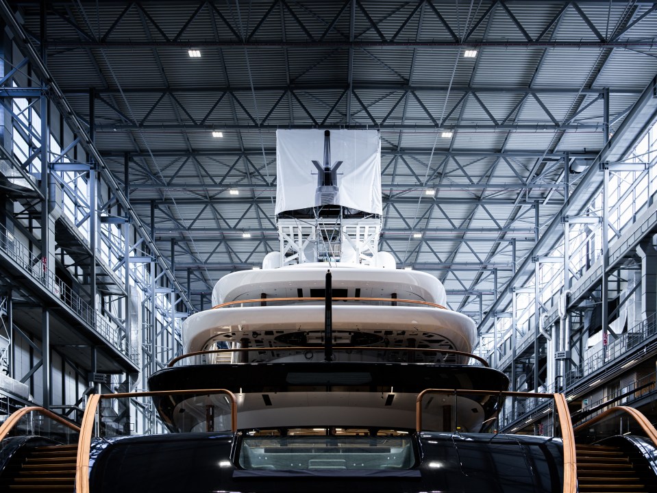 A rear view of the yacht