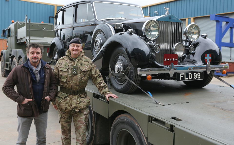 Richard poses with Brigadier Mike Caldicott in front of the motor