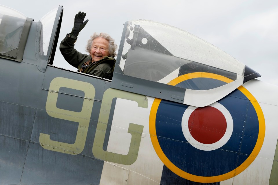 Former Wren signaller Dorothea Barron, 99, was delighted as she got into a Spitfire cockpit