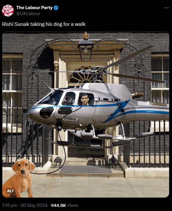 Last night Labour mocked Rishi Sunak for using helicopters to travel around the UK