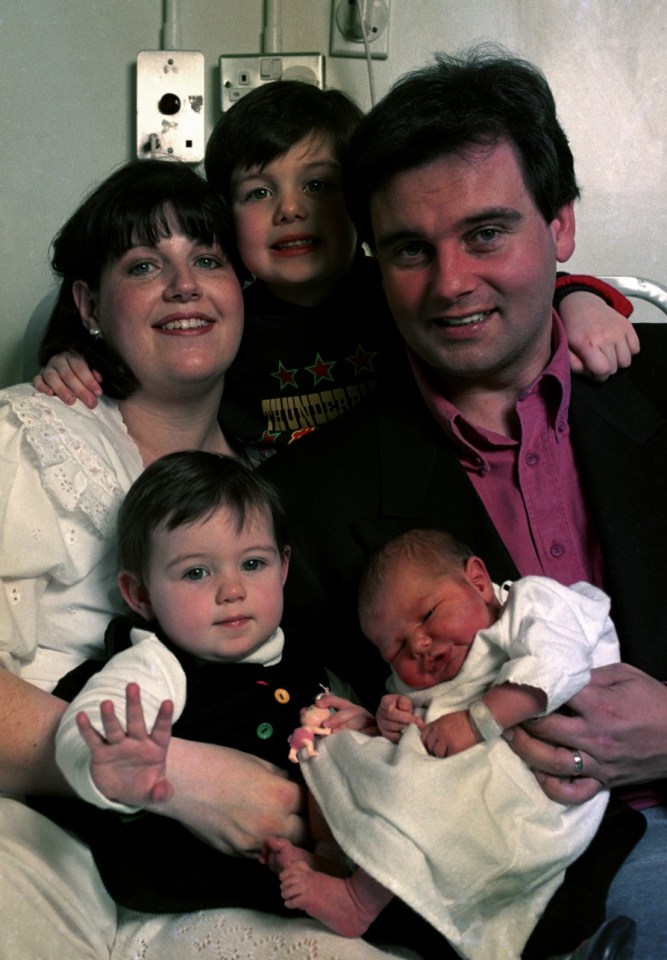 Presenter Eamonn with first wife Gabrielle and their children