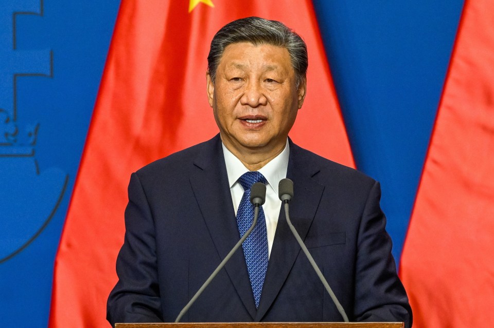 Mr Sunak will warn of the security threat posed by Chinese - pictured, its president Xi Jinping