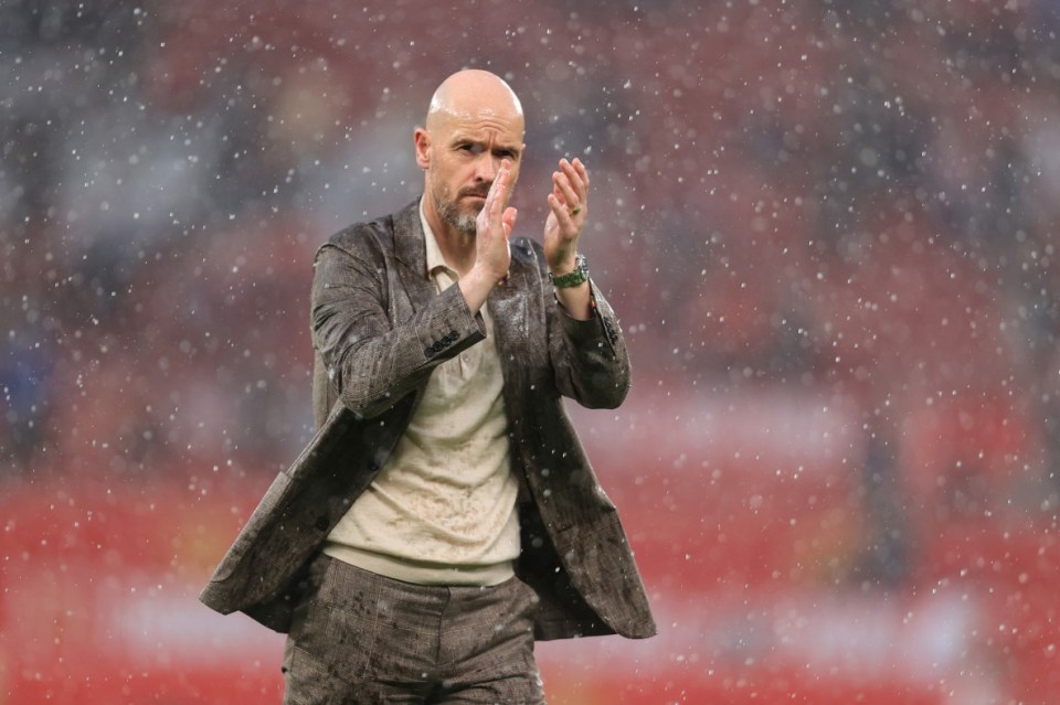 Erik ten Hag and Co were drenched after the game