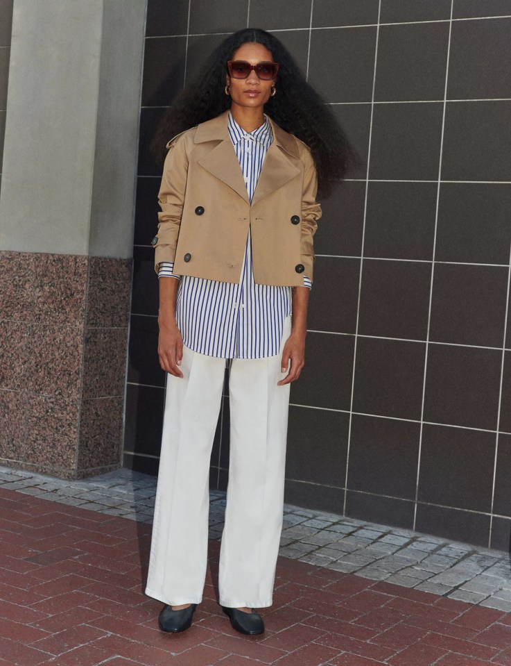 A short cropped trench coat is so stylish