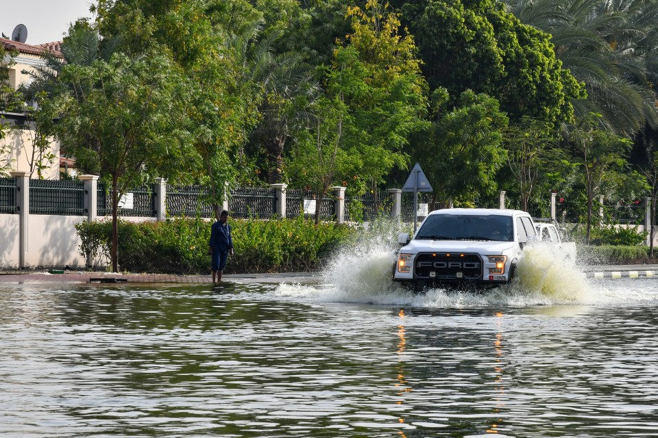 Cars were forced to battle through the harsh weather in April as Dubai faced apocalyptic storms