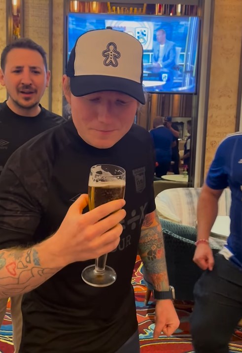 Ed Sheeran drank beer to celebrate Ipswich Town's promotion