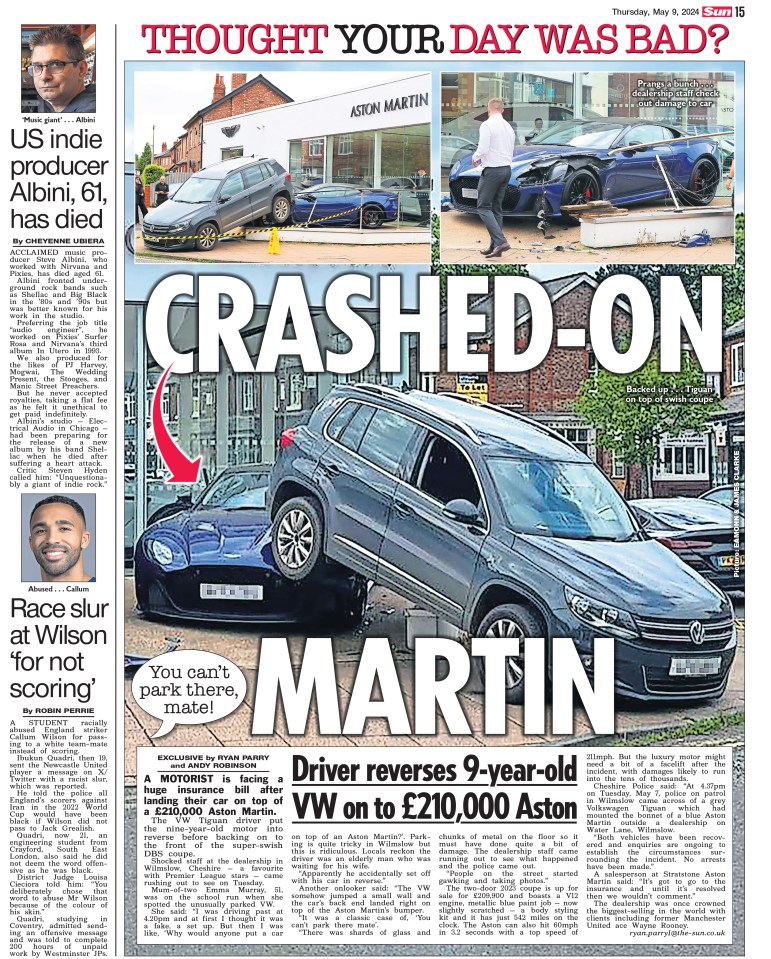 The crash comes just days after an Aston Martin was reversed over in the same market town