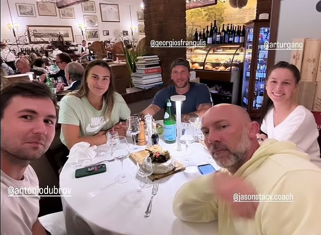 Aryna Sabalenka held hands with Georgios Frangulis while out for dinner in Italy