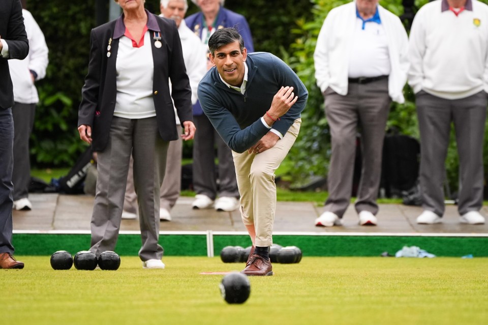 Rishi Sunak played bowls in Market Bosworth, Leicestershire, while on the campaign trail