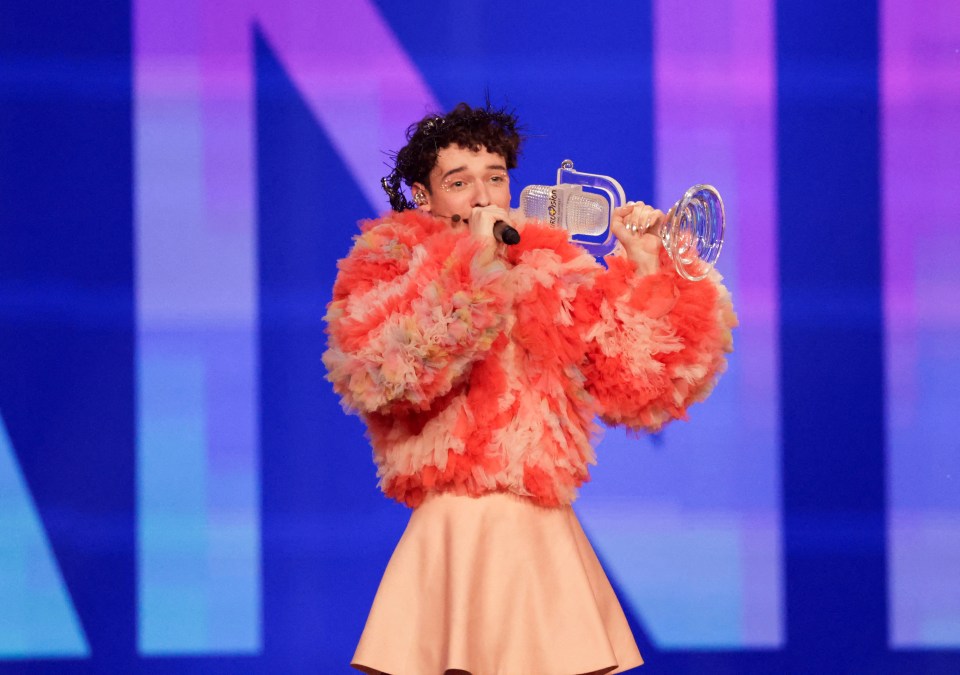 Nemo representing Switzerland celebrates after winning during the Grand Final of the 2024 Eurovision Song Contest, in Malmo, Sweden, May 12, 2024. REUTERS/Leonhard Foeger REFILE - CORRECTING DATE