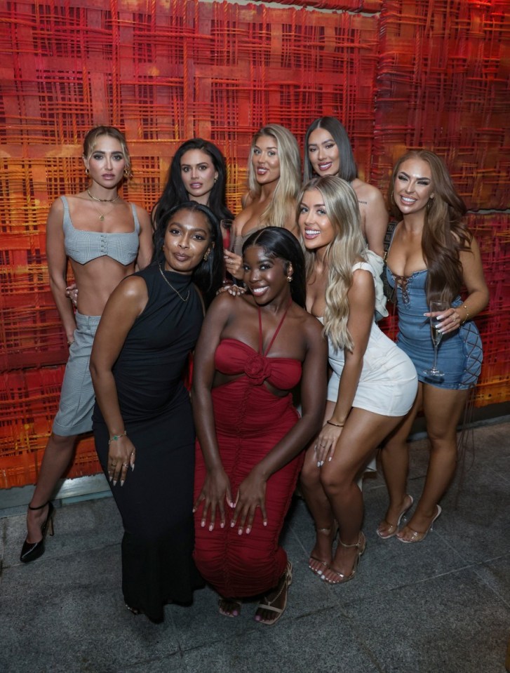 Mandatory Credit: Photo by Brett Cove/REX/Shutterstock (14473318aj) Georgia Harrison, Olivia Hawkins, Eve Gale, Demi Sims, Jourdan Riane, Kaz Kamwi, Jess Gale and Demi Jones attend as Jess and Eve Gale have been announced as SOLSKIN's first ever brand ambassadors. They celebrated the launch at ROKA Canary Wharf with family and friends including founders of the brand, the Conder Family. Eve was supported by Demi Sims and there was also a mini Love Island reunion. SOLSKIN x Jess and Eve Gale Launch Party, London, UK - 09 May 2024