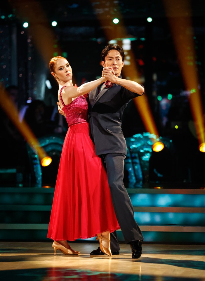 Angela and Carlos Gu strut their stuff on the Strictly dance floor