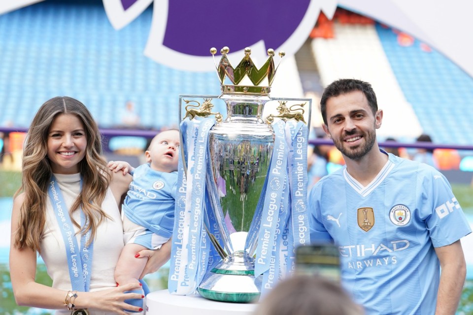 The Silva family celebrate winning the Premier League with their first child