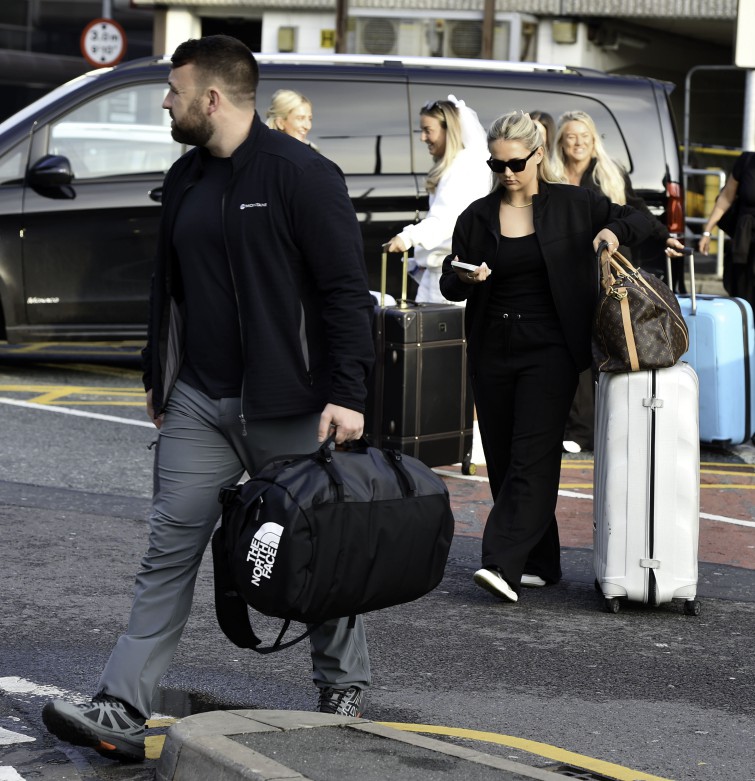 EXCLUSIVE: Molly-Mae Hague Is Flanked By Her Security As She Arrives At The Airport For Her Sister's Hen Weekend. The former Love Island star shut down split rumours with fiance Tommy Fury as she flashed her large engagement ring. Molly, who is said too be worth millions, arrived at the airport in a convoy of four Mercedes people carriers, leaving no expense spared for sister Zoes hen do. Pictured: Molly-Mae Hague Ref: SPL10828487 170524 EXCLUSIVE Picture by: SplashNews.com Splash News and Pictures **USE CHILD PIXELATED IMAGES OR FOOTAGE IF YOUR TERRITORY REQUIRES IT** USA: 310-525-5808 UK: 020 8126 1009 eamteam@shutterstock.com World Rights