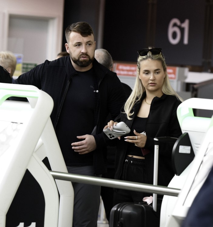 EXCLUSIVE: Molly-Mae Hague Is Flanked By Her Security As She Arrives At The Airport For Her Sister's Hen Weekend. The former Love Island star shut down split rumours with fiance Tommy Fury as she flashed her large engagement ring. Molly, who is said too be worth millions, arrived at the airport in a convoy of four Mercedes people carriers, leaving no expense spared for sister Zoes hen do. Pictured: Molly-Mae Hague Ref: SPL10828487 170524 EXCLUSIVE Picture by: SplashNews.com Splash News and Pictures **USE CHILD PIXELATED IMAGES OR FOOTAGE IF YOUR TERRITORY REQUIRES IT** USA: 310-525-5808 UK: 020 8126 1009 eamteam@shutterstock.com World Rights