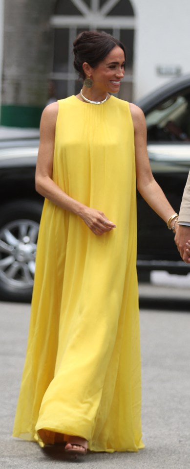 Britain's Meghan (L), Duchess of Sussex, and Britain's Prince Harry (R), Duke of Sussex arrive at the State Governor House in Lagos on May 12, 2024 as they visit Nigeria as part of celebrations of Invictus Games anniversary. (Photo by Kola SULAIMON / AFP) (Photo by KOLA SULAIMON/AFP via Getty Images)