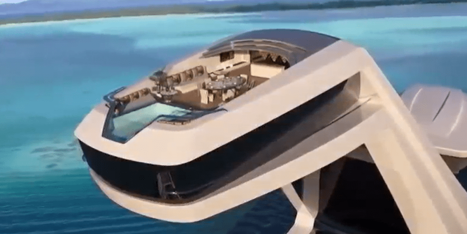 The yacht has an elevated viewing platform sat 125ft above the water