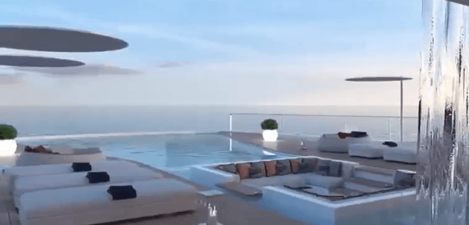 One of the luxury infinity pools on the yacht overlooking the ocean