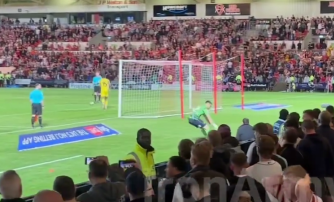 Crewe goalkeeper Max Stryjek picked up Thimothee Lo-Tutala's water bottle and threw it away