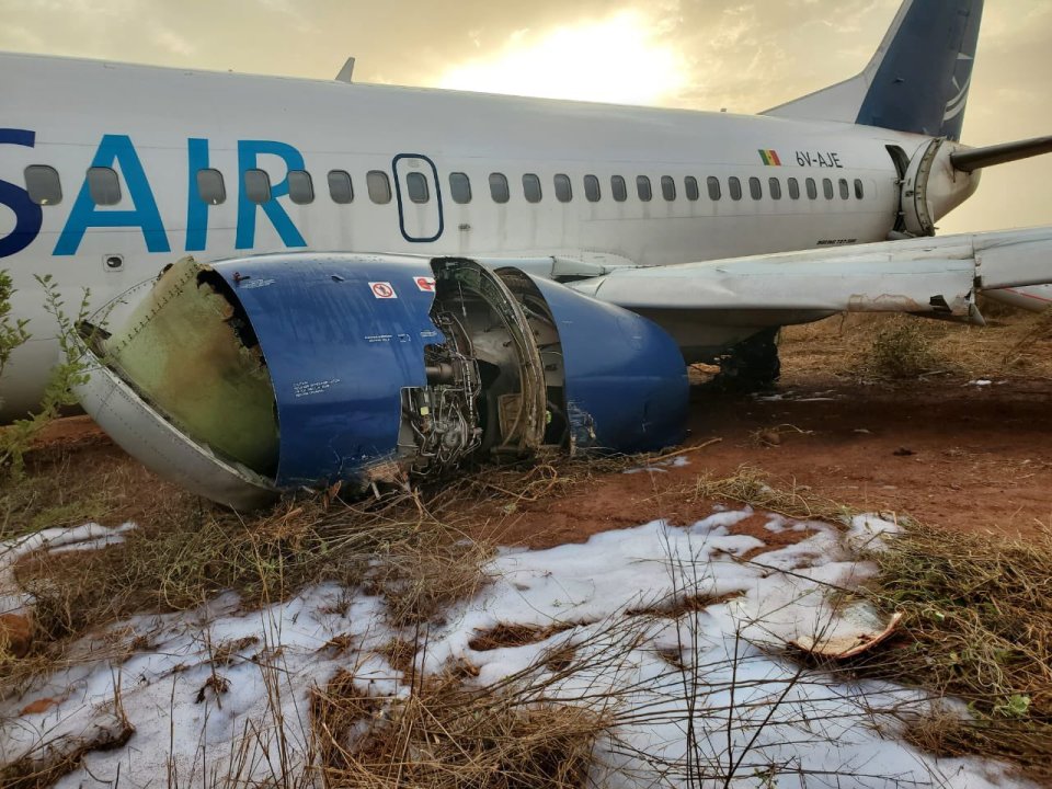 The plane's left wing reportedly caught fire during landing