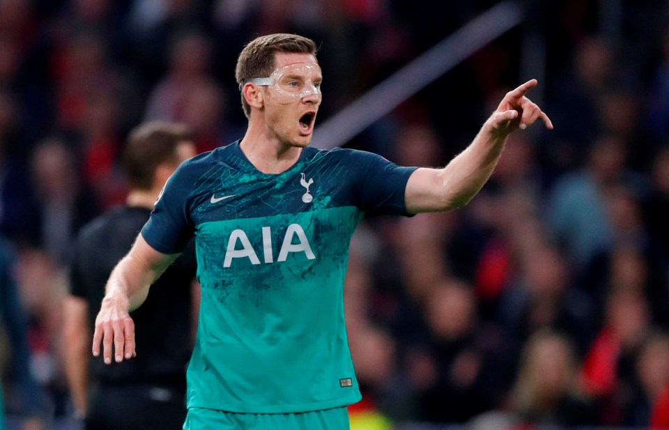 Jan Vertonghen played in a mask after suffering a gruesome injury during the first leg