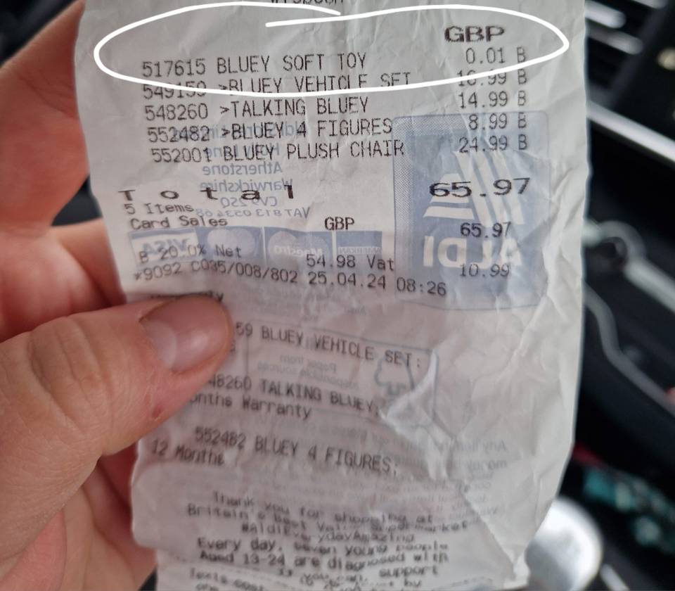 A mum has revealed how she bagged a Bluey plushy for just a penny in Aldi