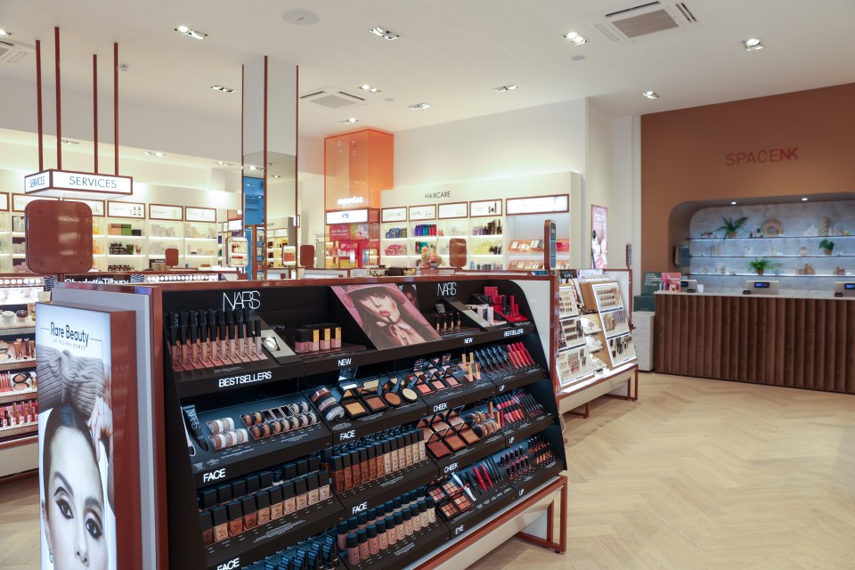 a display of nars products in a store