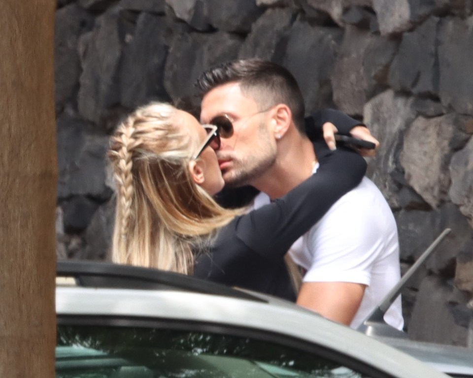 The couple shared a kiss on their trip to Madeira