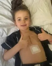 Brave Siena, five, underwent five hours of heart surgery