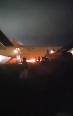 Shocking footage shows the Boeing on fire